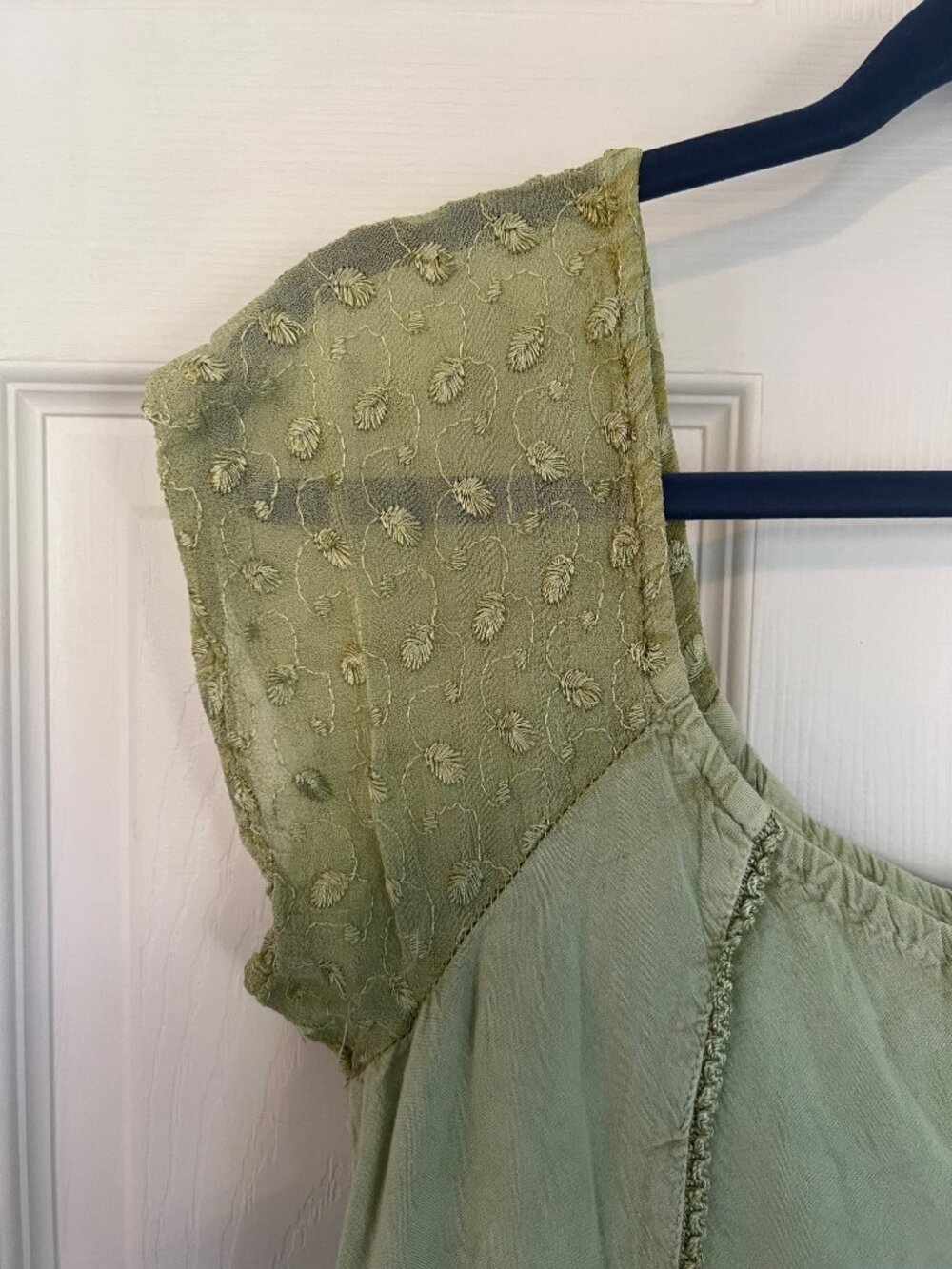 Sacred Threads Green Cap Sleeve Bohemian Mini Dress One Size Fairy Whimsy Hippi - Picture 3 of 12